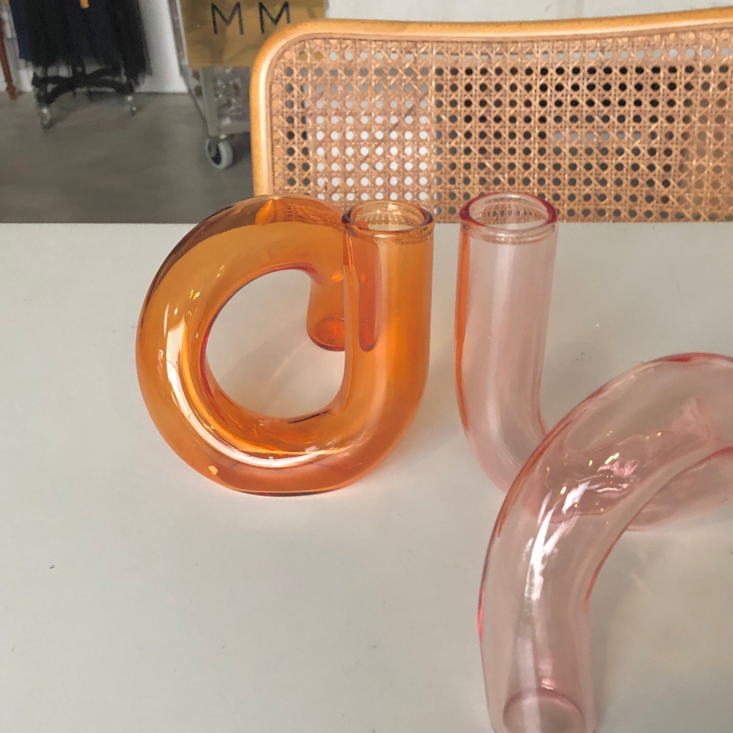 The Squiggle Candle Holder & Vase in Orange by PROSE Décor