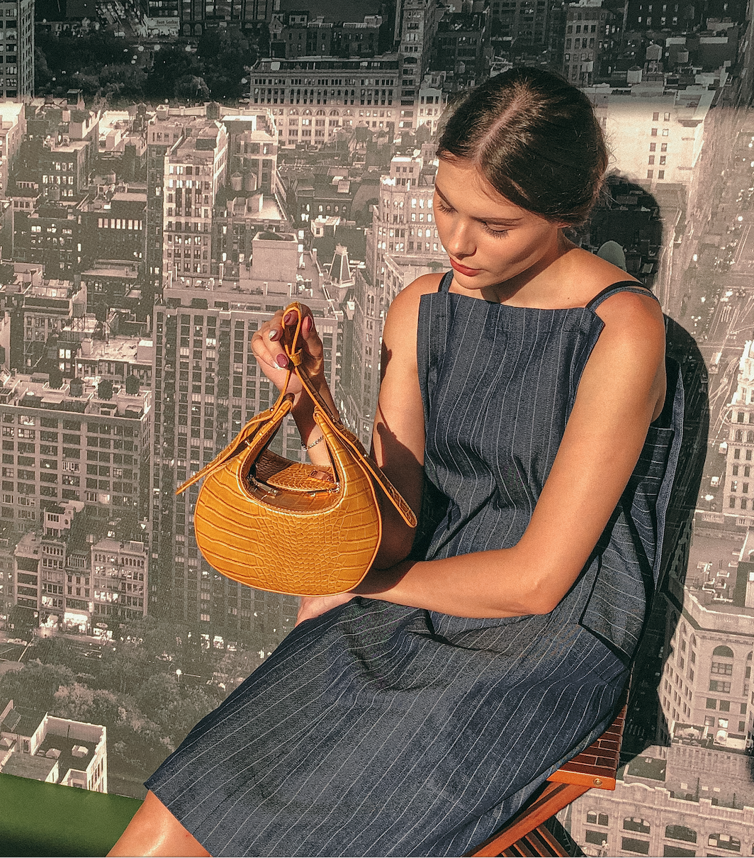 Utility Apron Dress in Denim by Ultramarine Studio