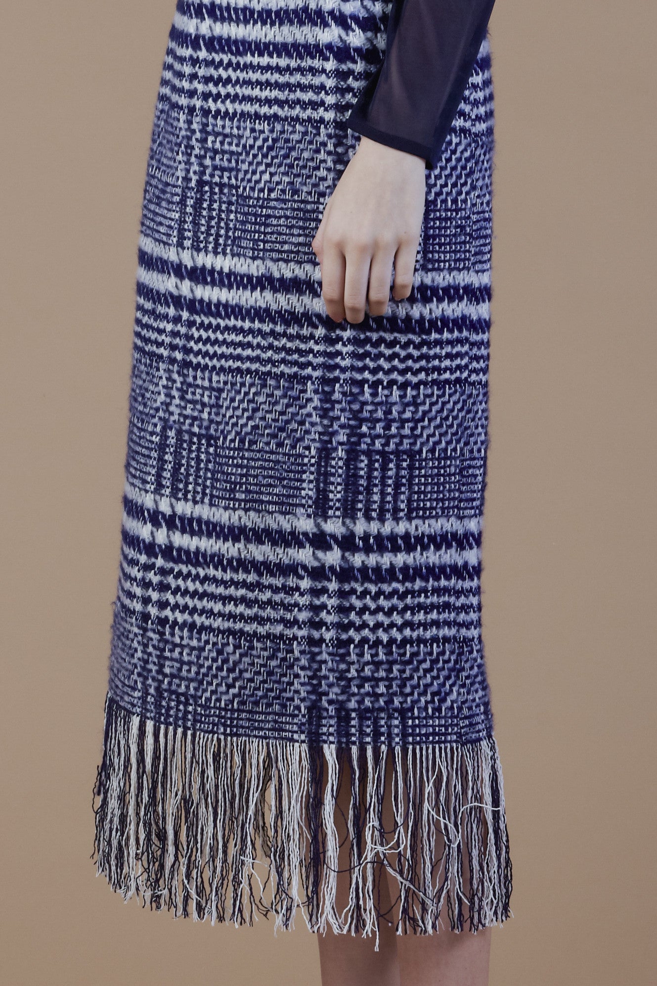 Wool Blend Tweed Pencil Skirt with Fringe #10B - Emporium of the Modern Man
- 5