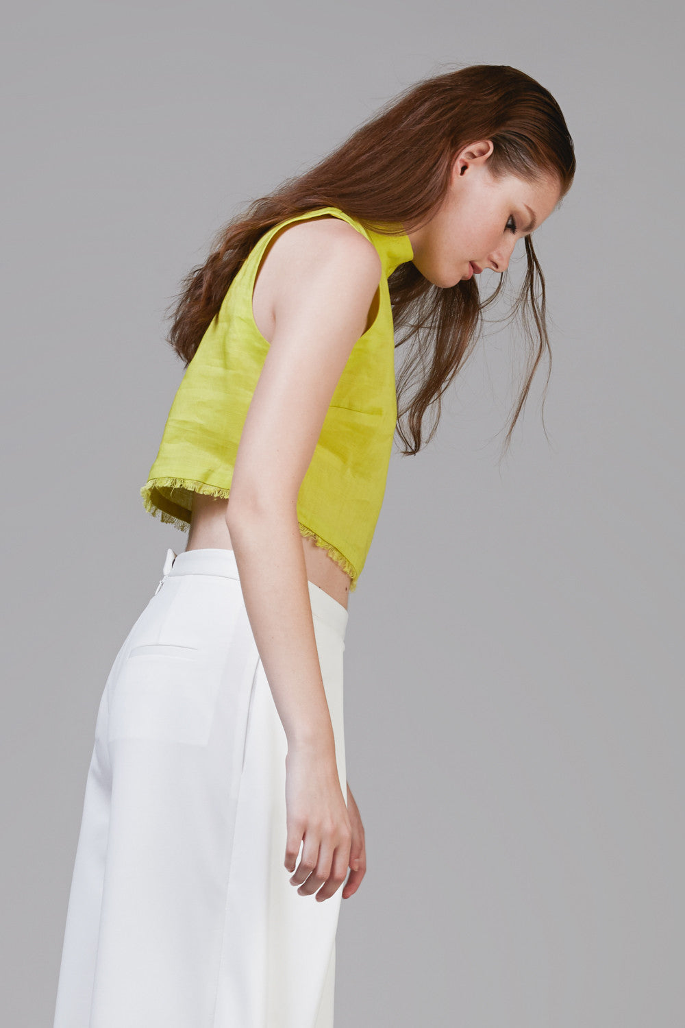 Summer Turtleneck Cropped Top in Green Linen #41 - Emporium of the Modern Man
- 3