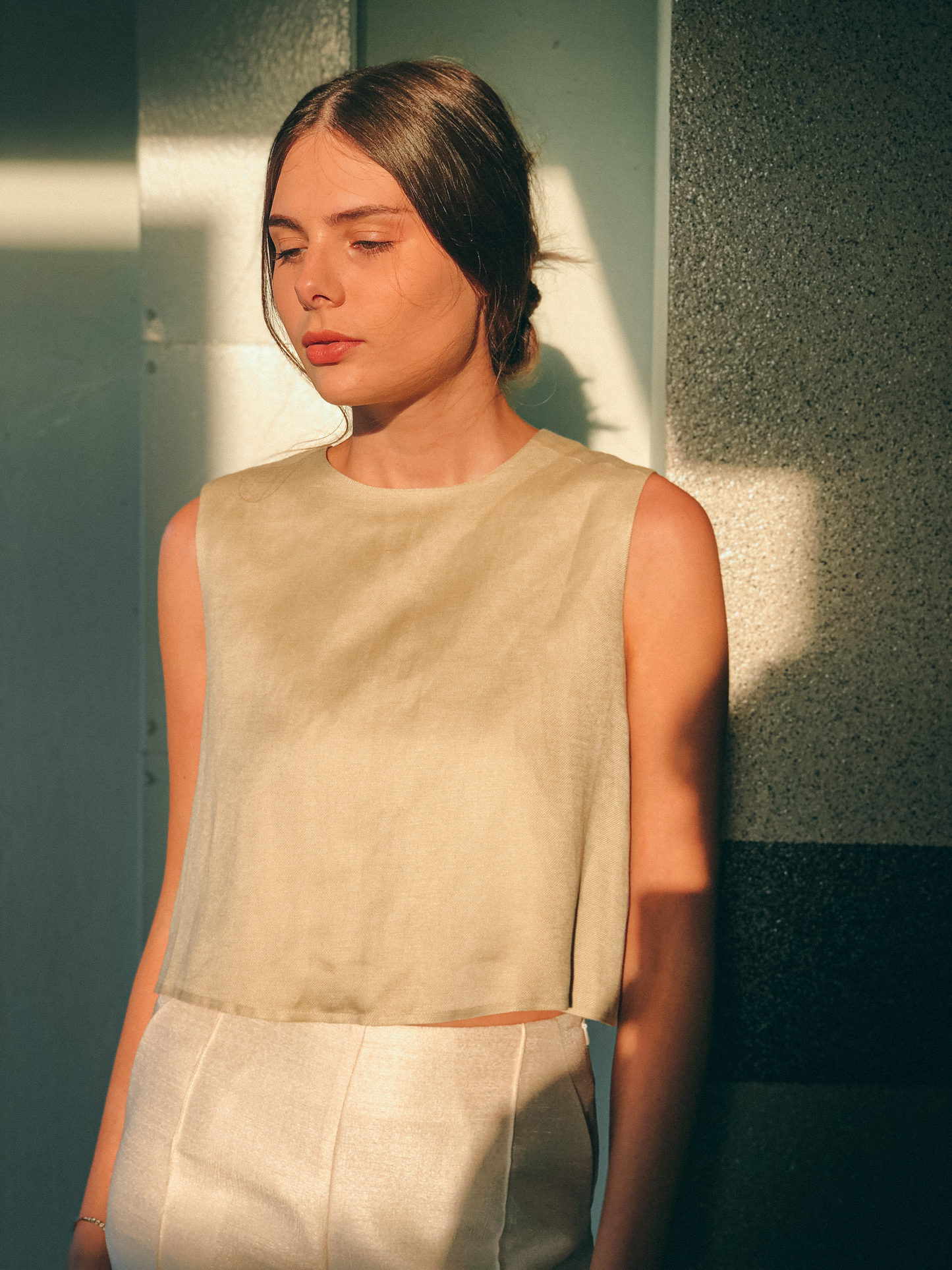 Cotton Crop Top in Ecru by Ultramarine Studio