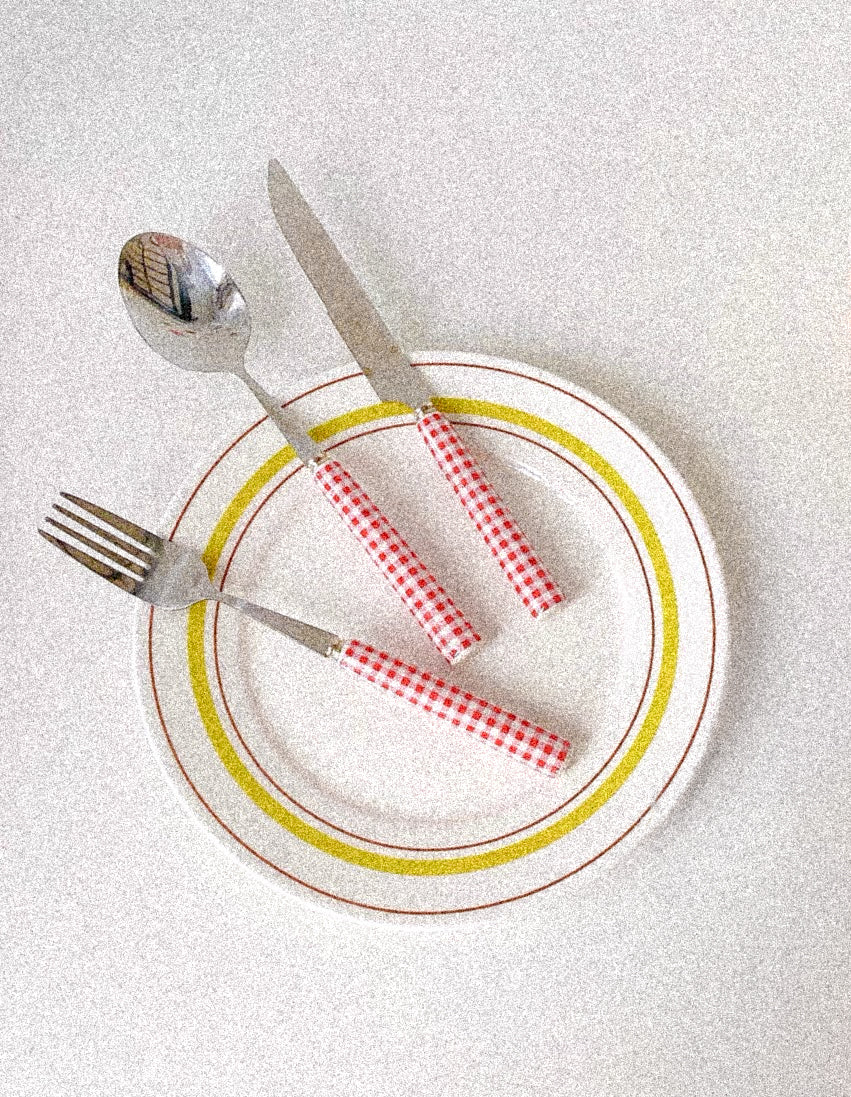 Red Gingham Cutlery Set by PROSE Tabletop