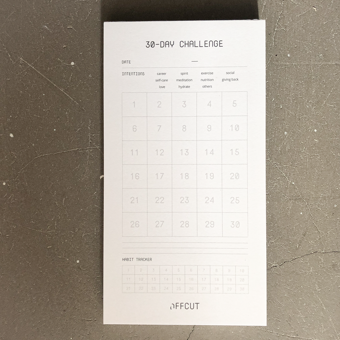 30 Day Challenge Notepad by OFFCUT