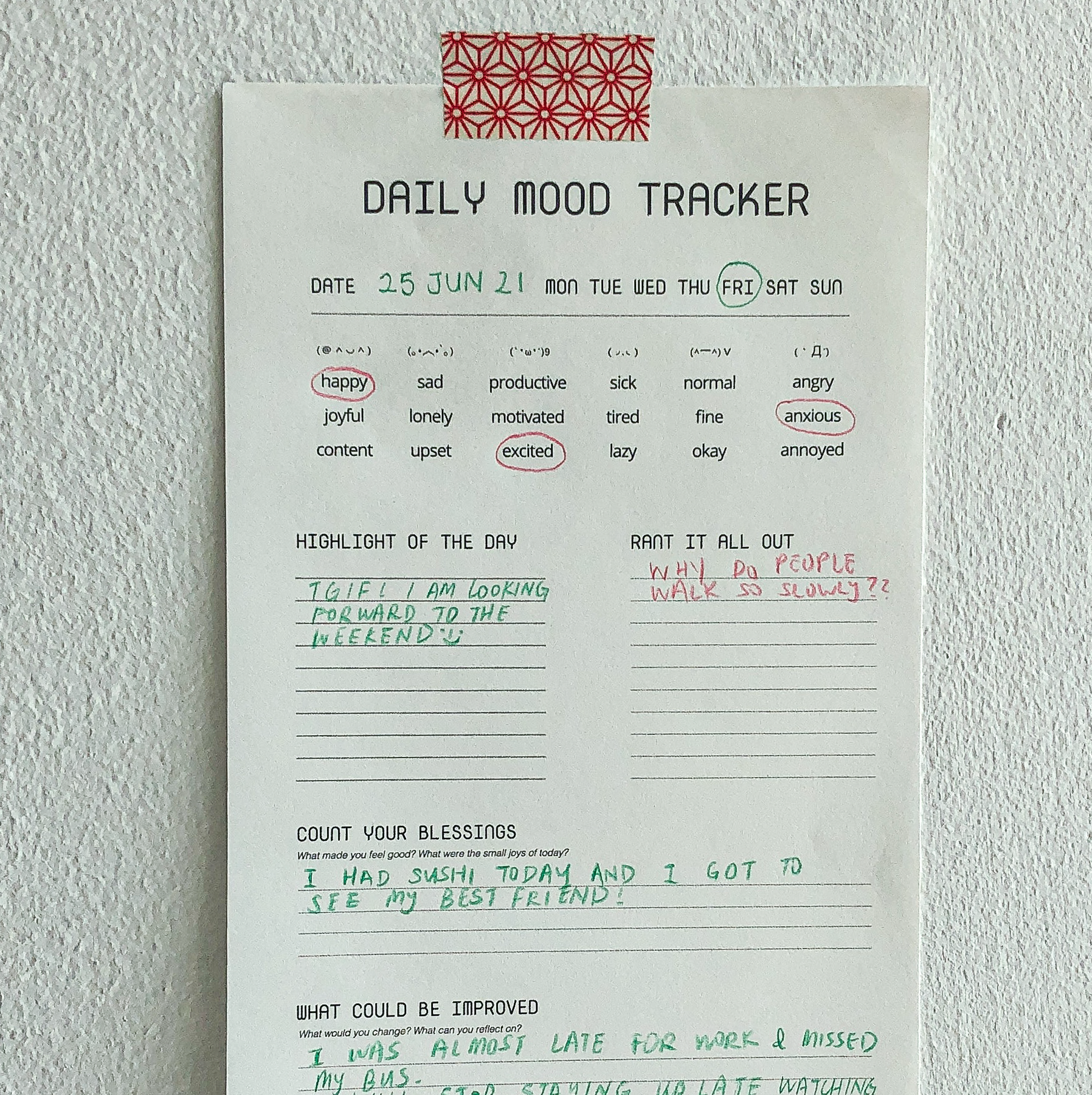 Daily Mood Tracker Notepad by OFFCUT