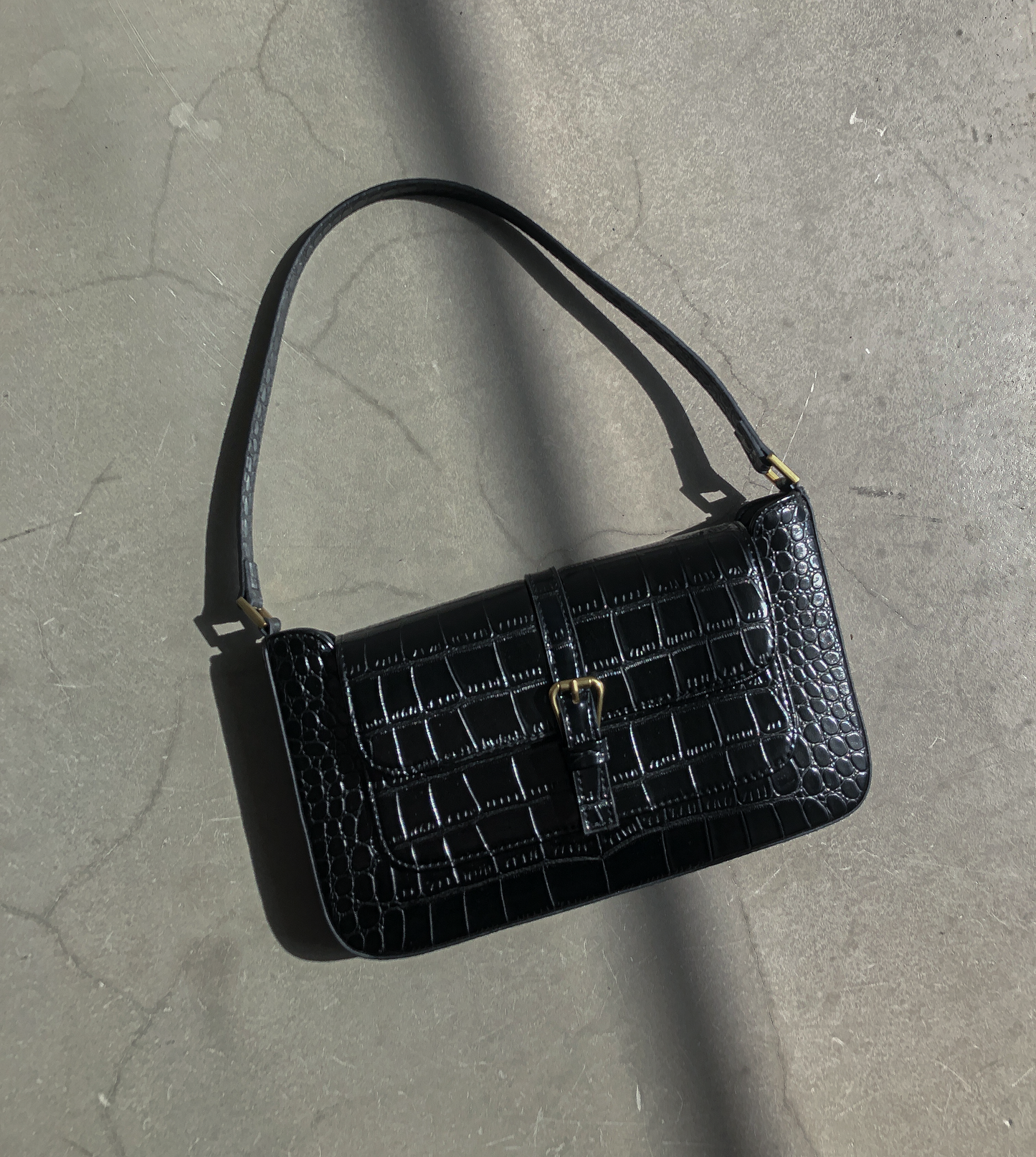 Embossed Flap Baguette Bag by Veronique