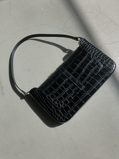 Embossed Flap Baguette Bag by Veronique