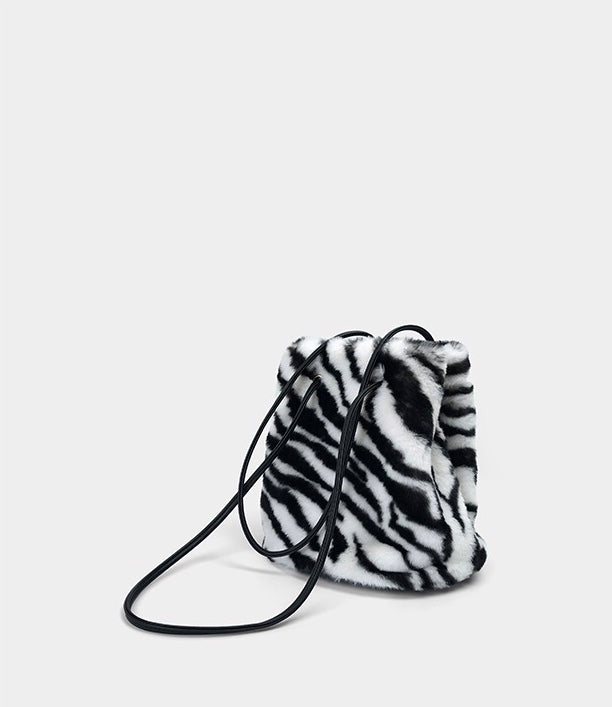 Fuzzy Crossbody Sling Bag in Zebra  by Veronique