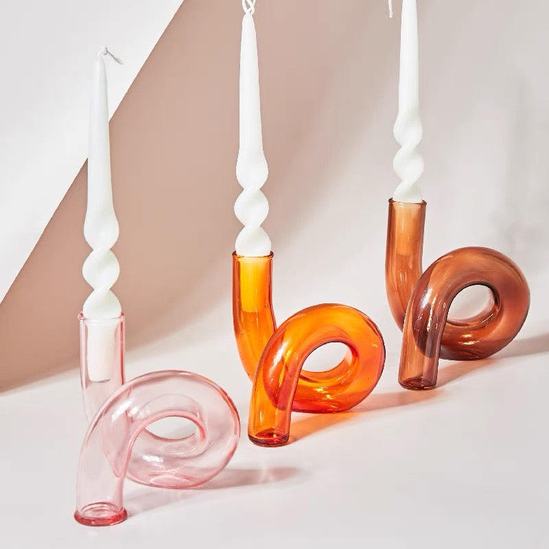 The Squiggle Candle Holder & Vase in Orange by PROSE Décor