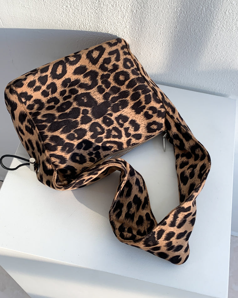 Ruched Leopard Shoulder Bag by Veronique