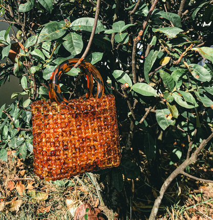 Tortoiseshell Beaded Bag by Veronique