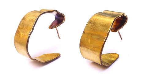 Cold Picnic - Unfolded Hoop Earrings: Brass
