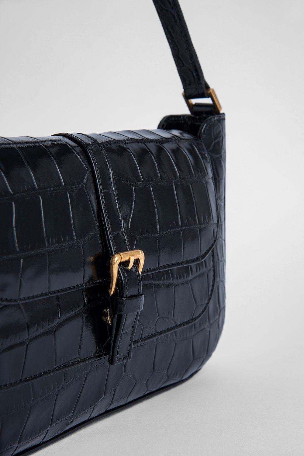 Embossed Flap Baguette Bag by Veronique