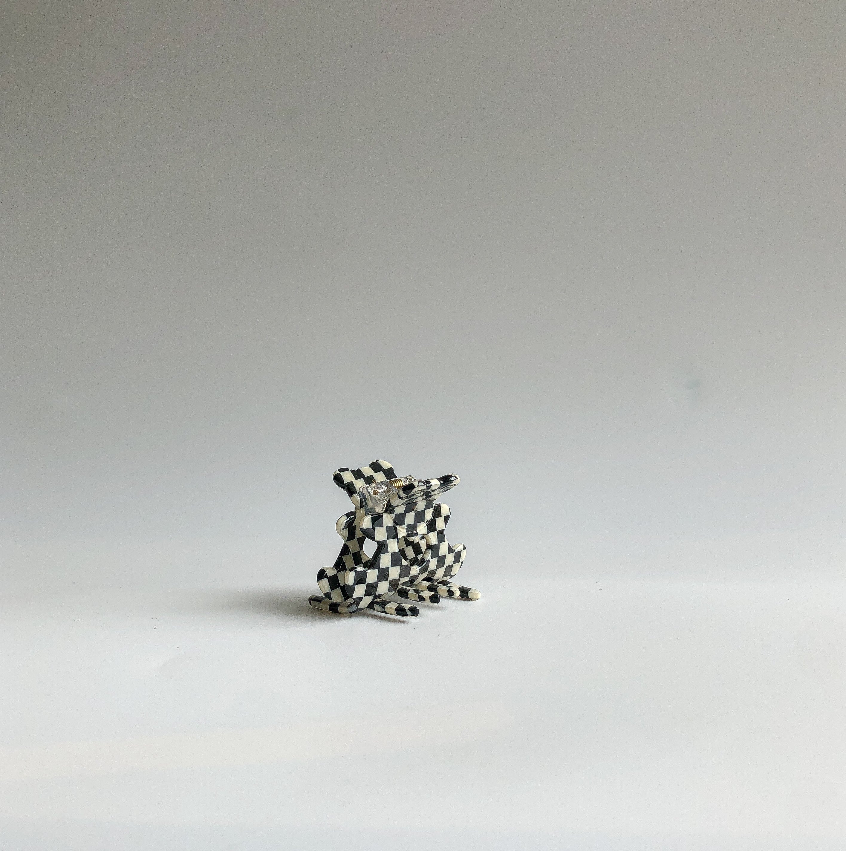 Mini Checkered Bear Clip by Veronique