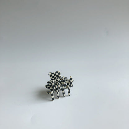 Mini Checkered Bear Clip by Veronique