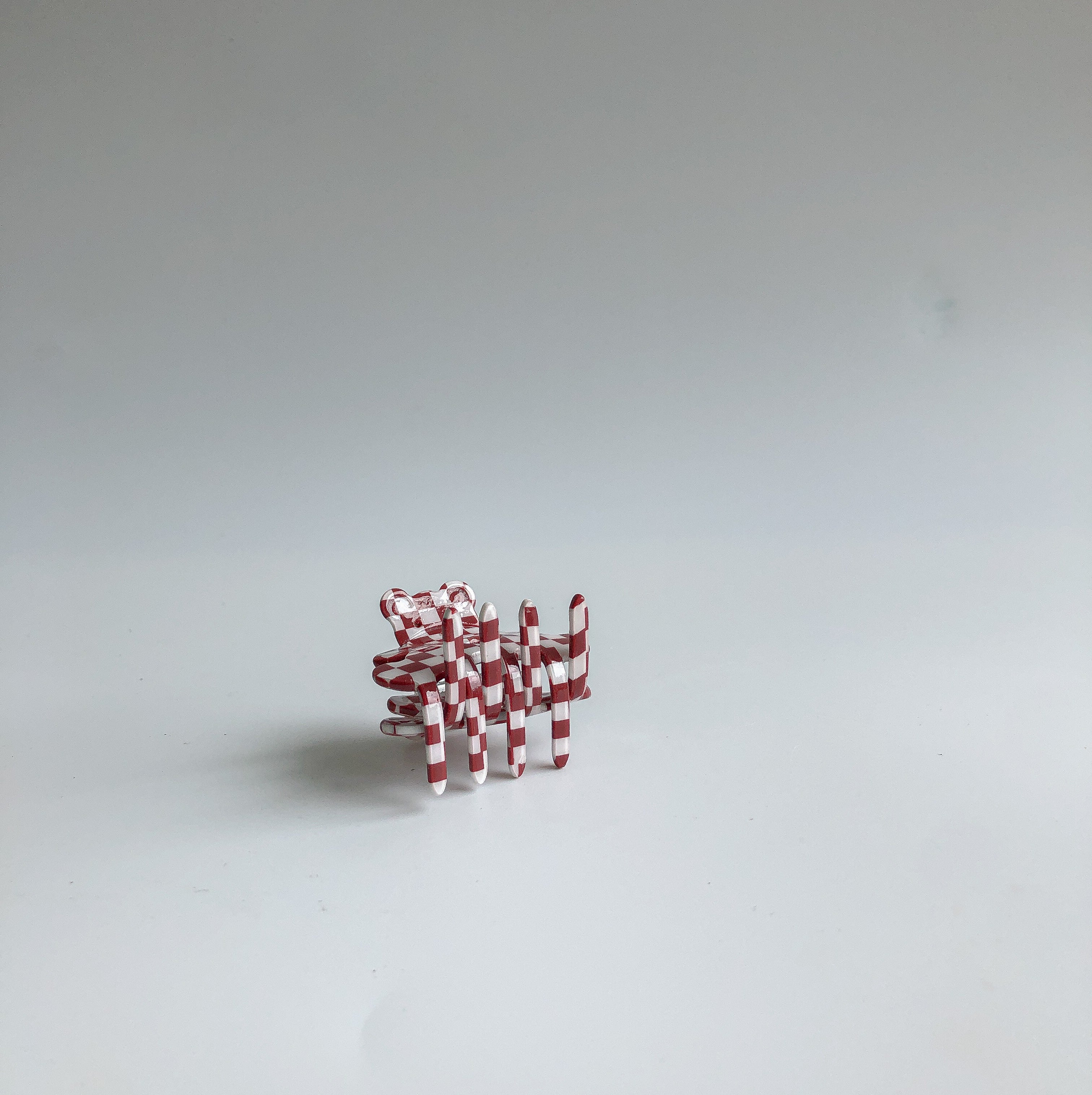 Mini Checkered Bear Clip by Veronique