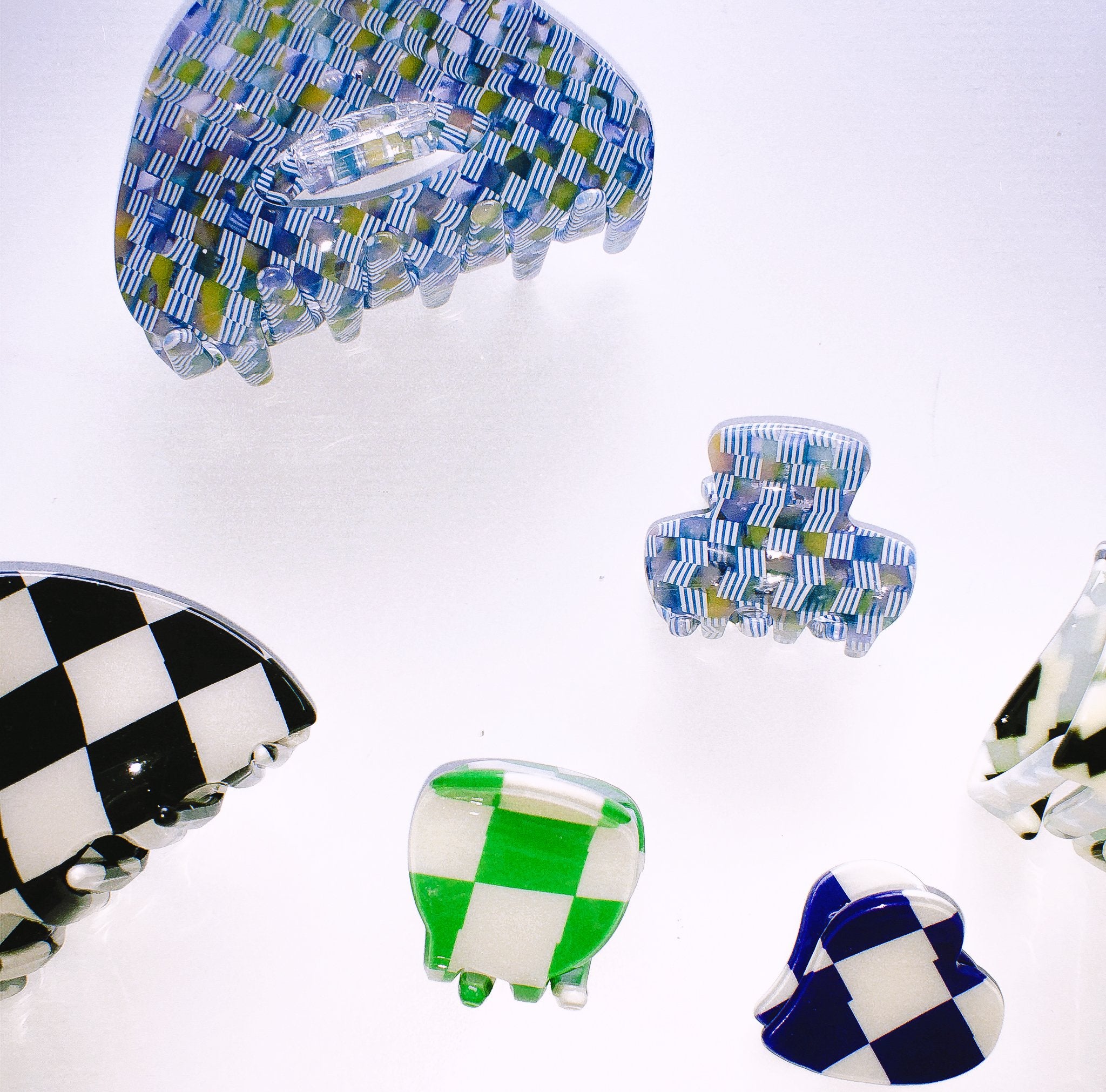 Azul Checkered Mini Clip  by Veronique