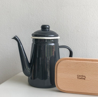 Mono Enamel Butter Dish with Wooden Lid by Garden Trading