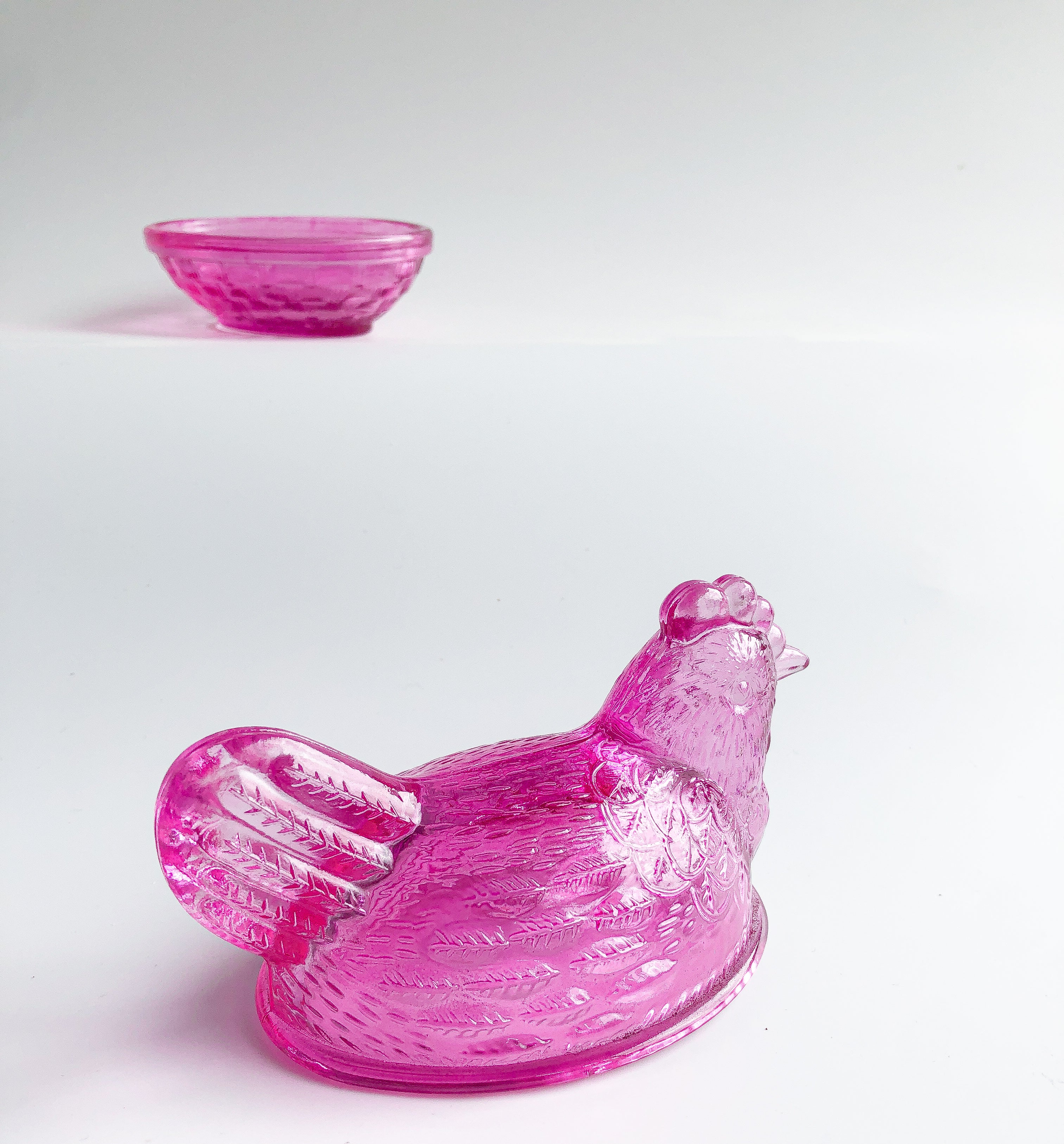 Vintage Glass Butter Dish in Fuchsia by PROSE Tabletop
