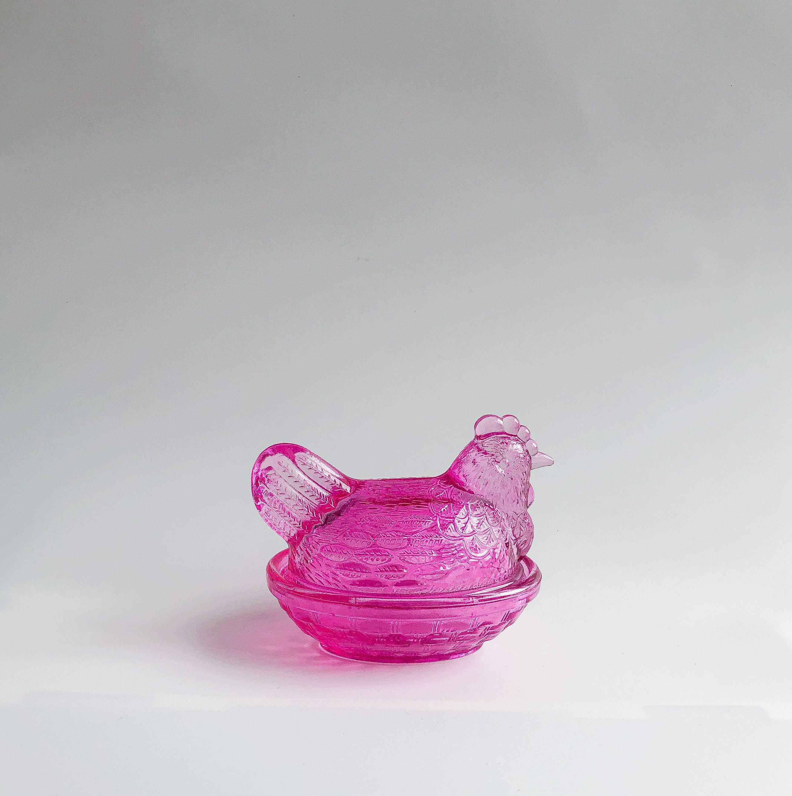 Vintage Glass Butter Dish in Fuchsia by PROSE Tabletop