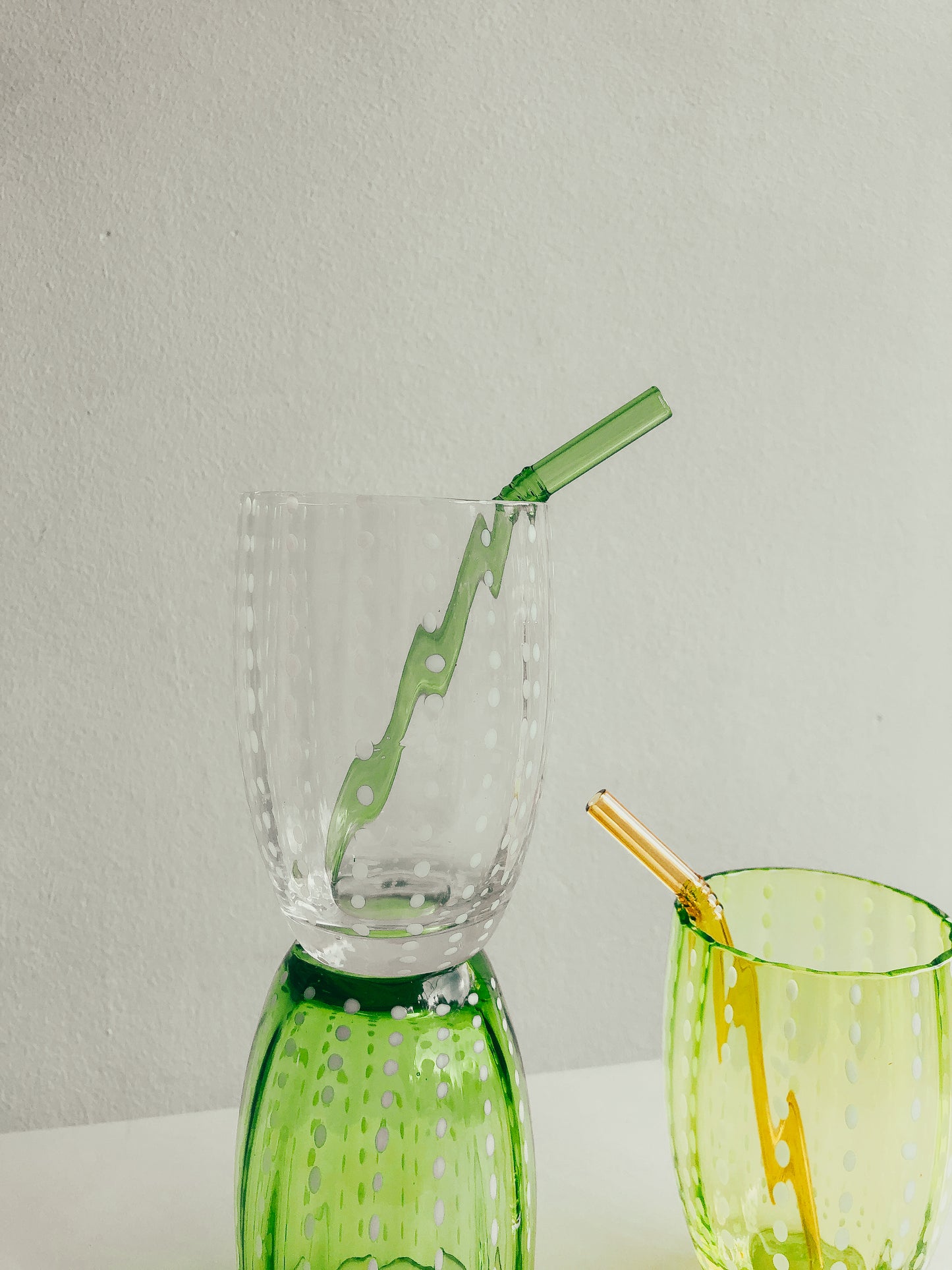 Handmade Watermelon Glasses in Lime by PROSE Tabletop