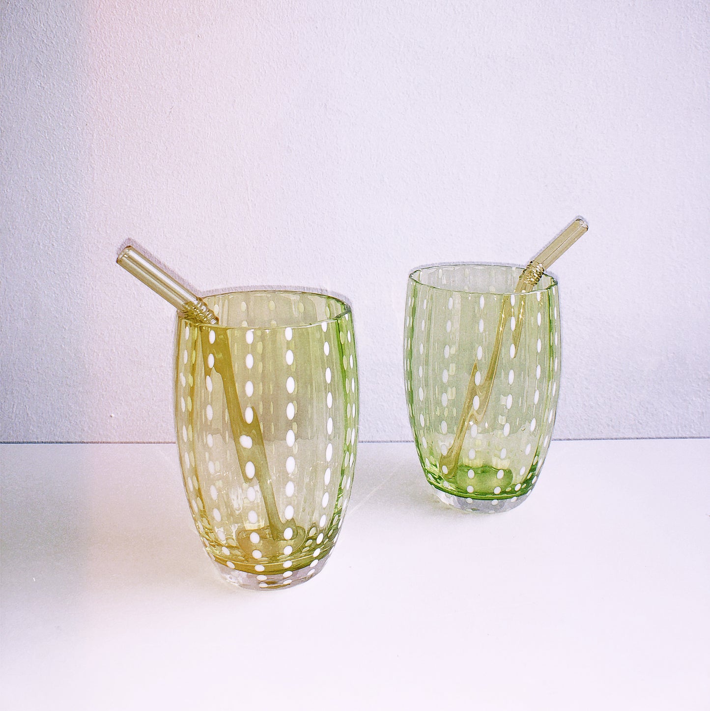 Handmade Watermelon Glasses in Lime by PROSE Tabletop