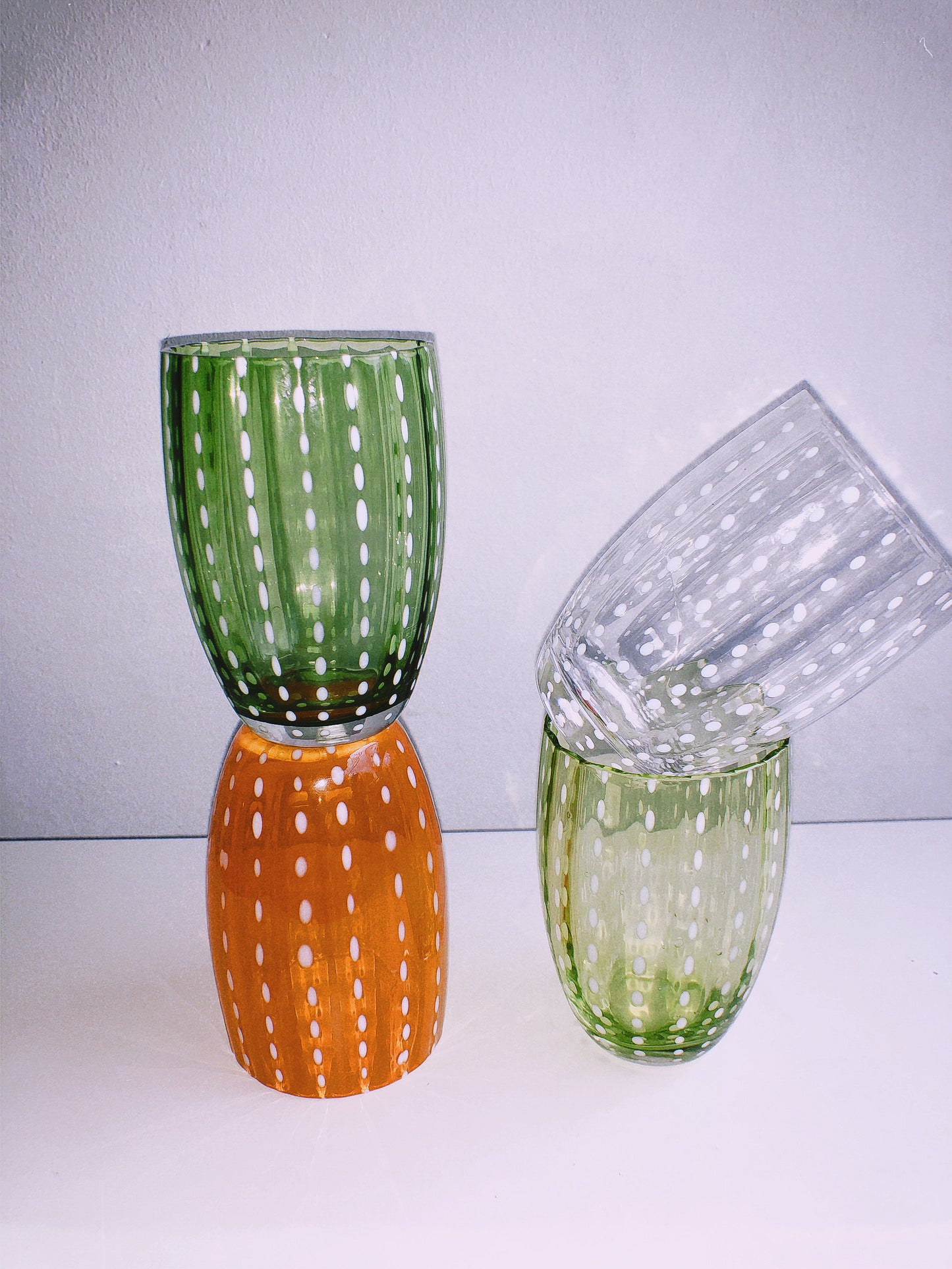 Handmade Watermelon Glasses in Lime by PROSE Tabletop