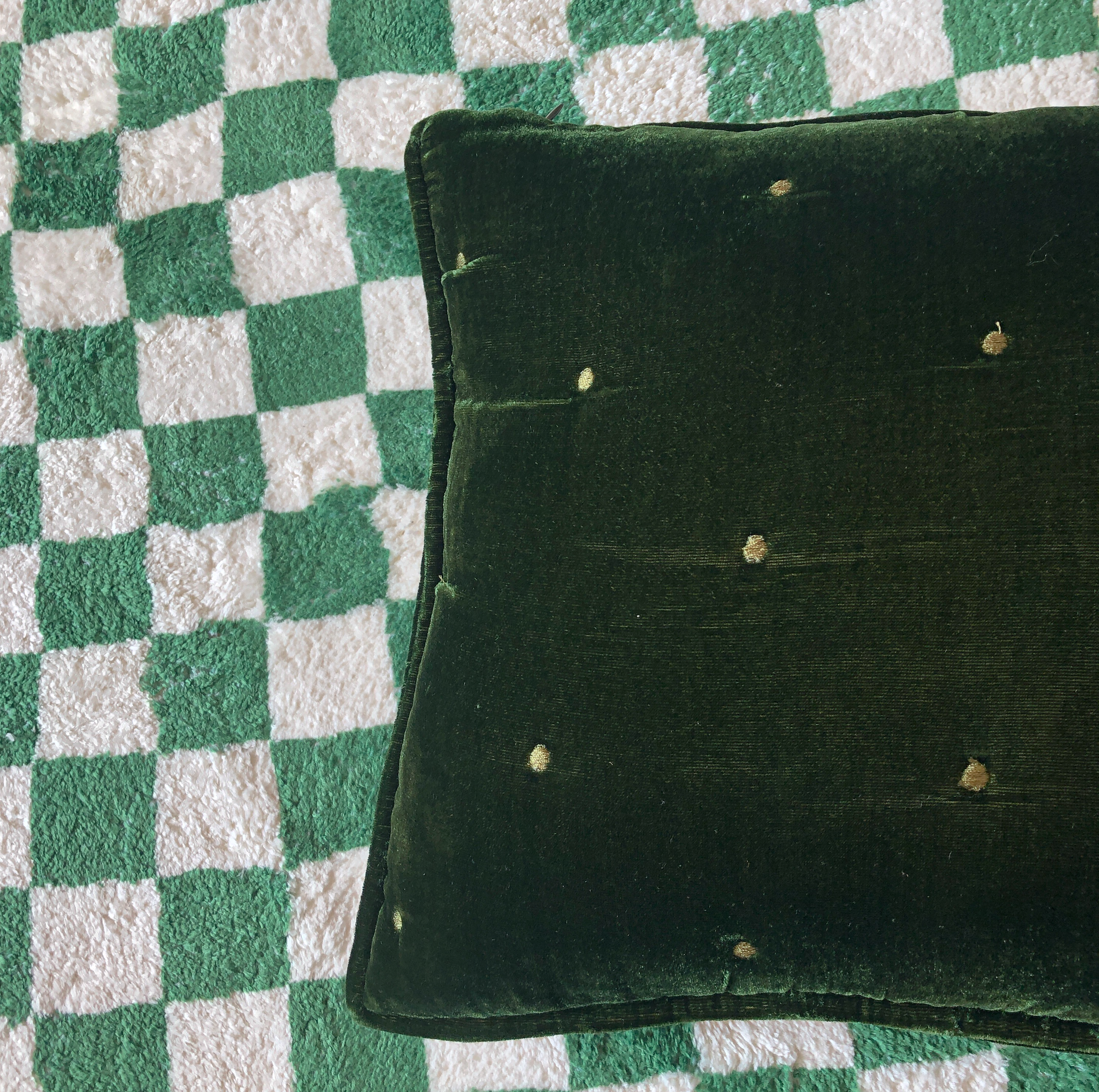 Velvet Oblong Cushion in Green by PROSE Tabletop