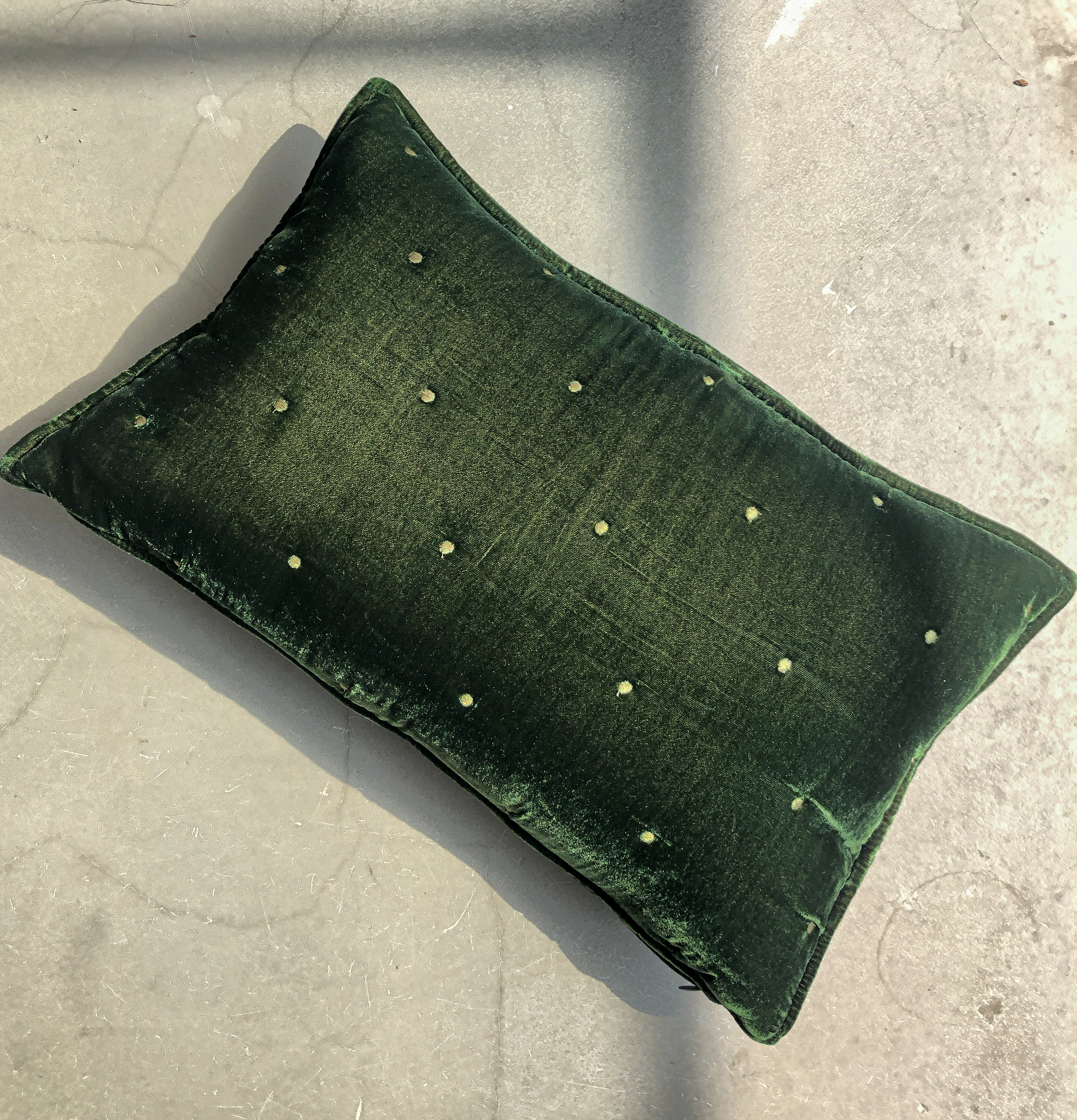 Velvet Square Cushion in Green by PROSE Tabletop