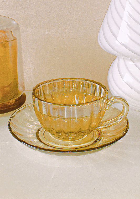 Vintage Carnival Glass Tea Cup & Saucer by PROSE Tabletop