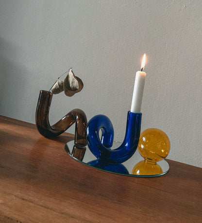 The Squiggle Candle Holder & Vase in Ultramarine by PROSE Décor