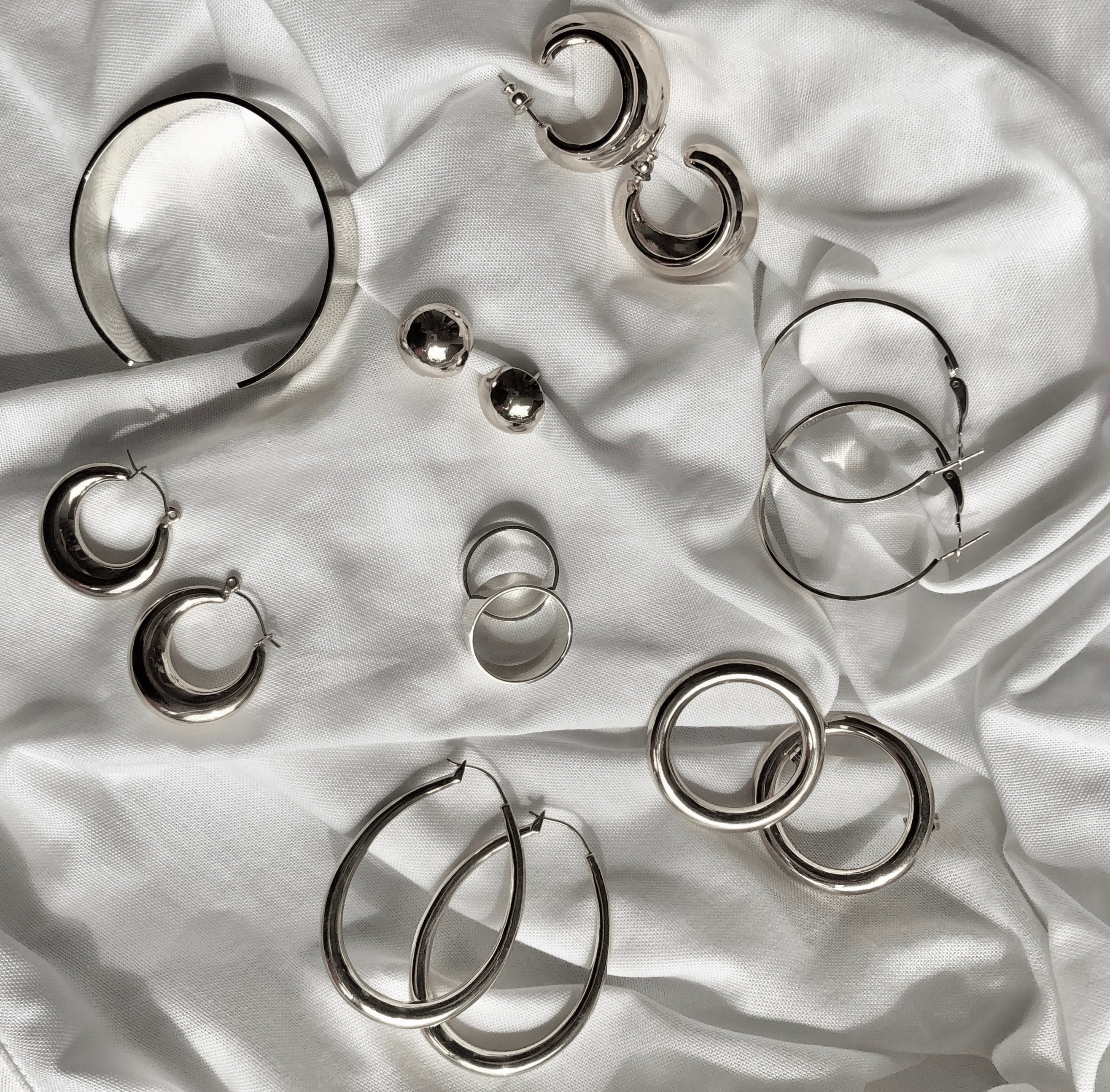 Flat Hoop Earrings by Veronique 925 Silver