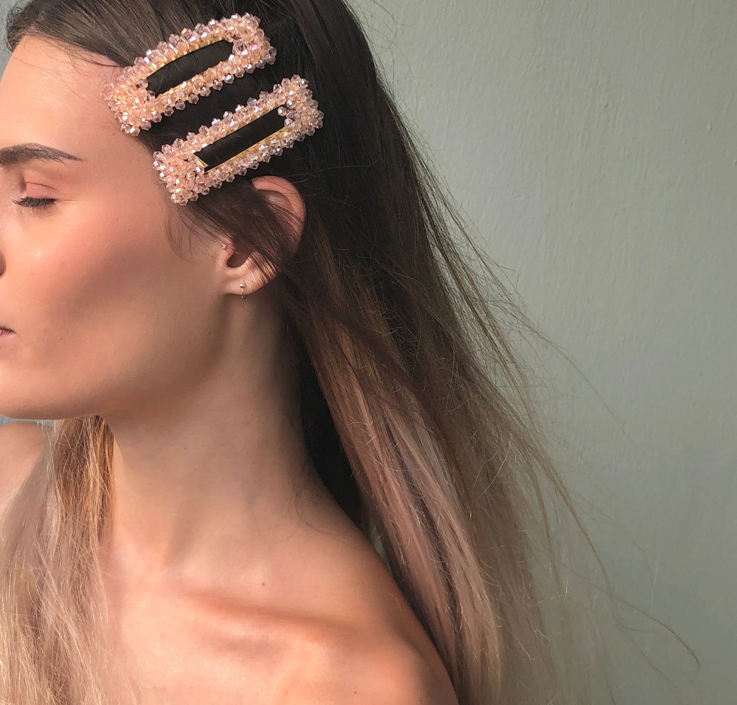 Morganite Hair Barrettes by Veronique