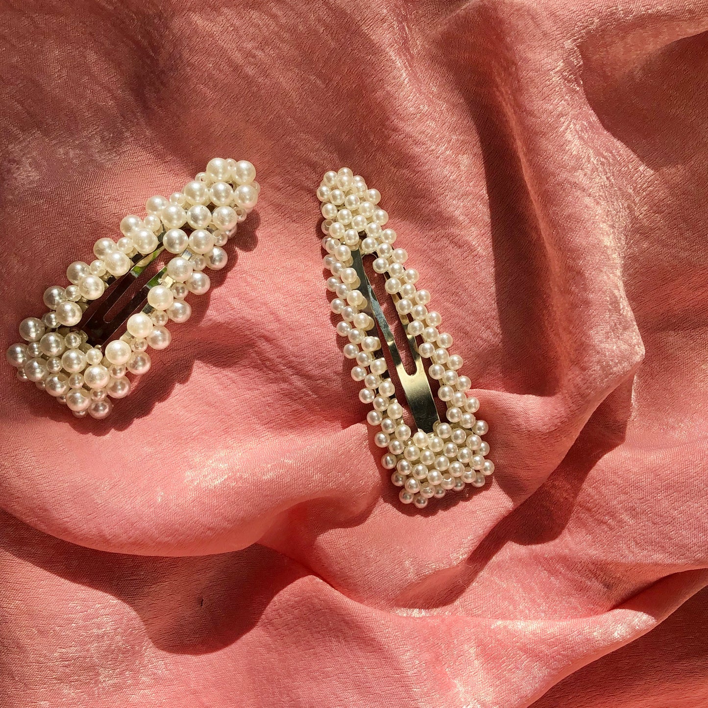 Triangular Pearl Barrettes by Veronique