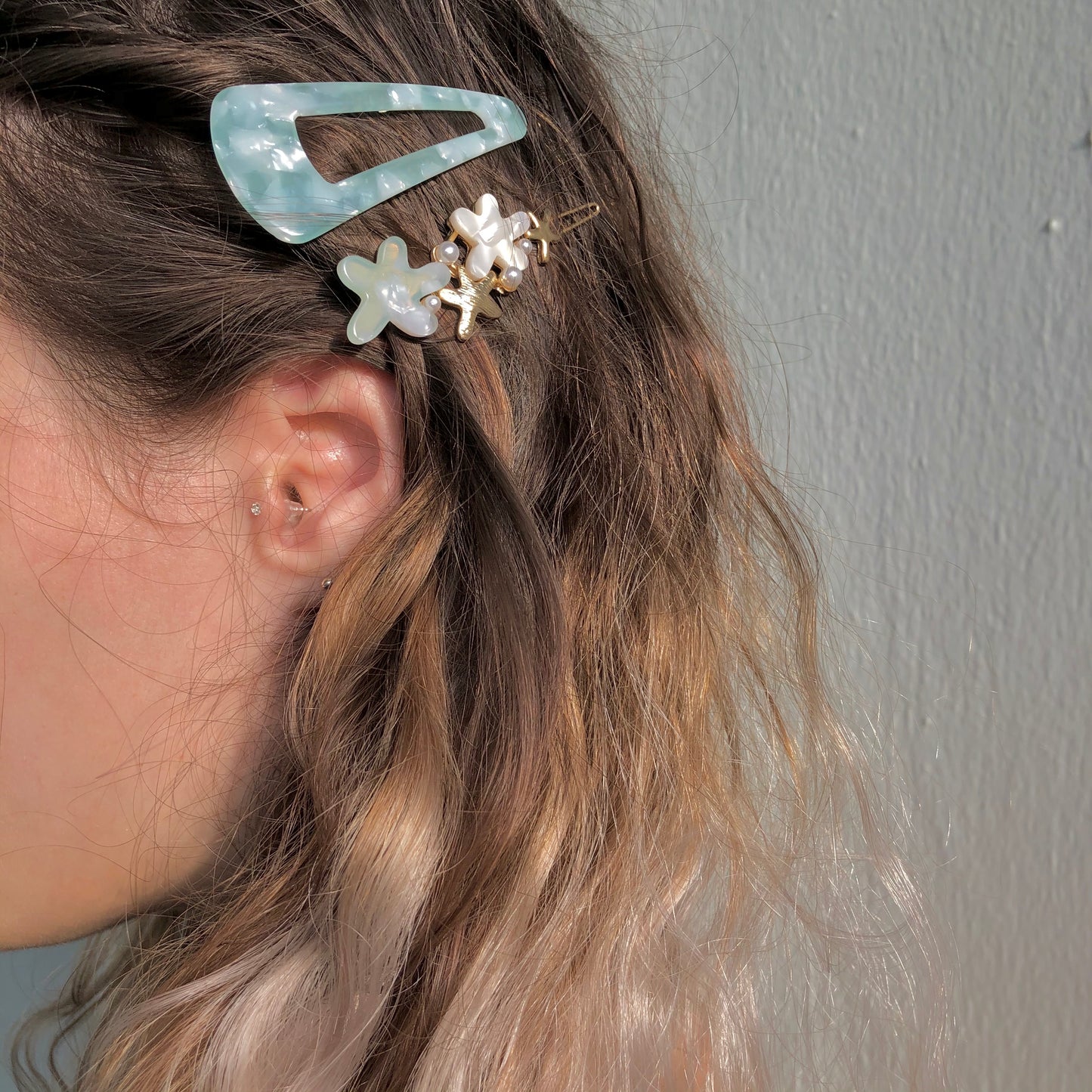 The Aegean Shell Hair Slides by Veronique