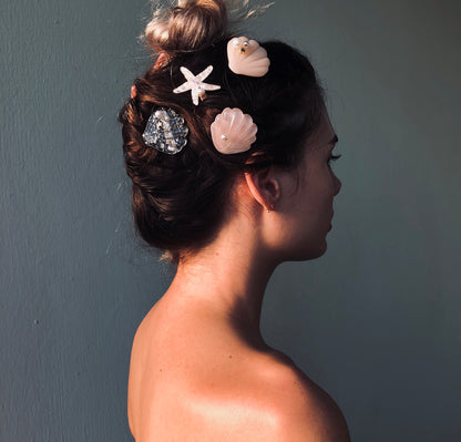 The Aegean Shell Hair Slides by Veronique