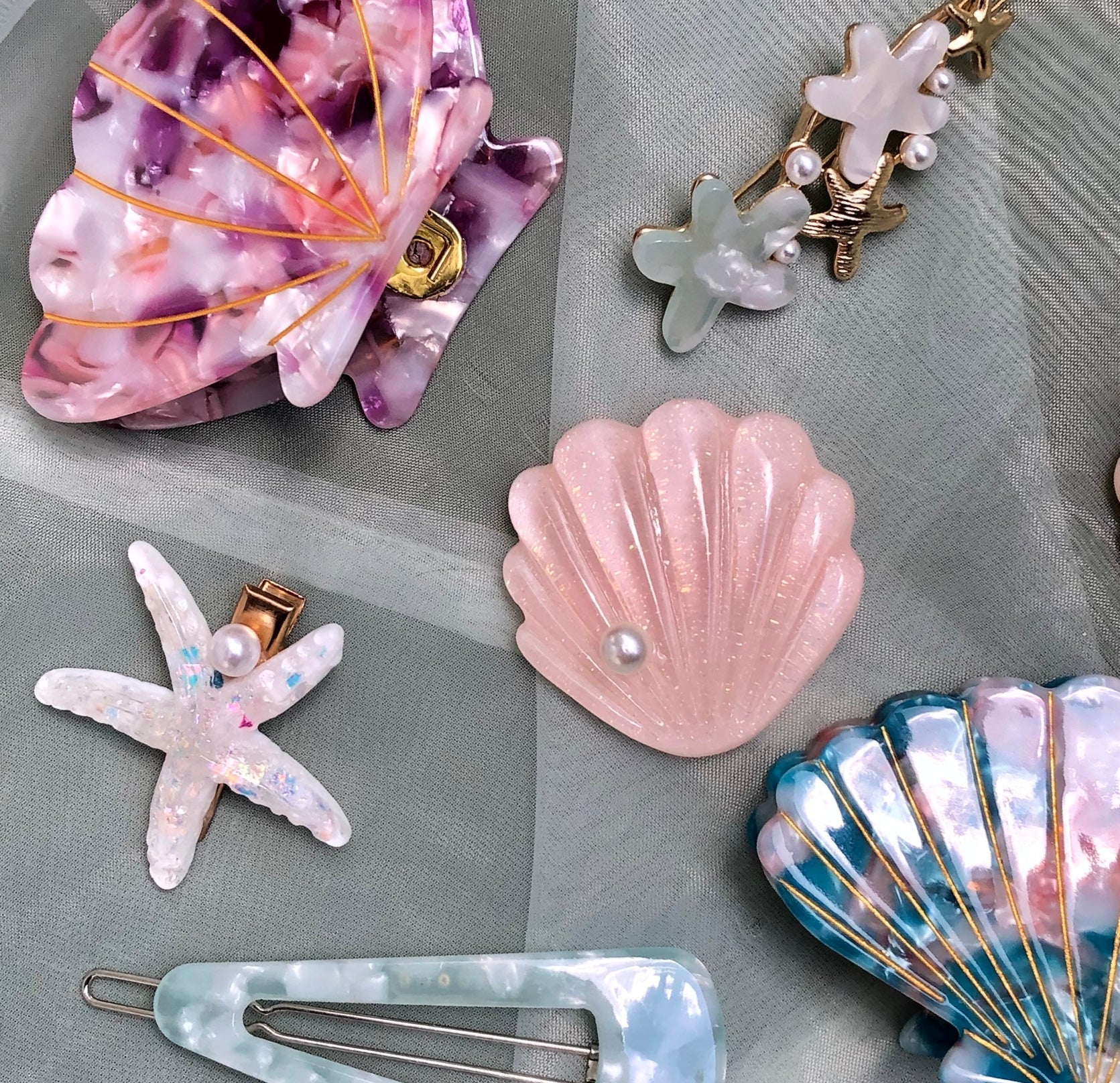 The Ariel Shell Hair Clips by Veronique