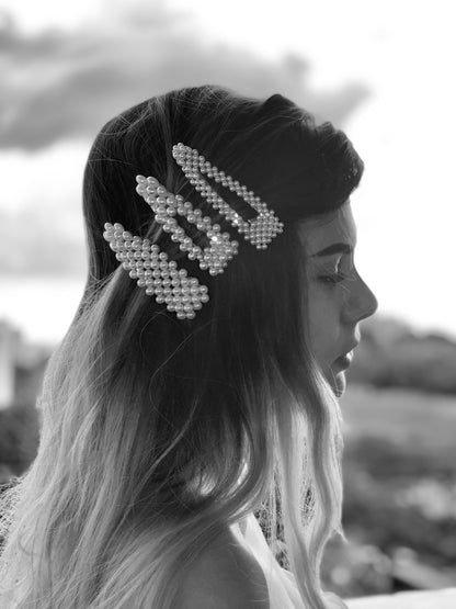 Triangular Pearl Barrettes by Veronique