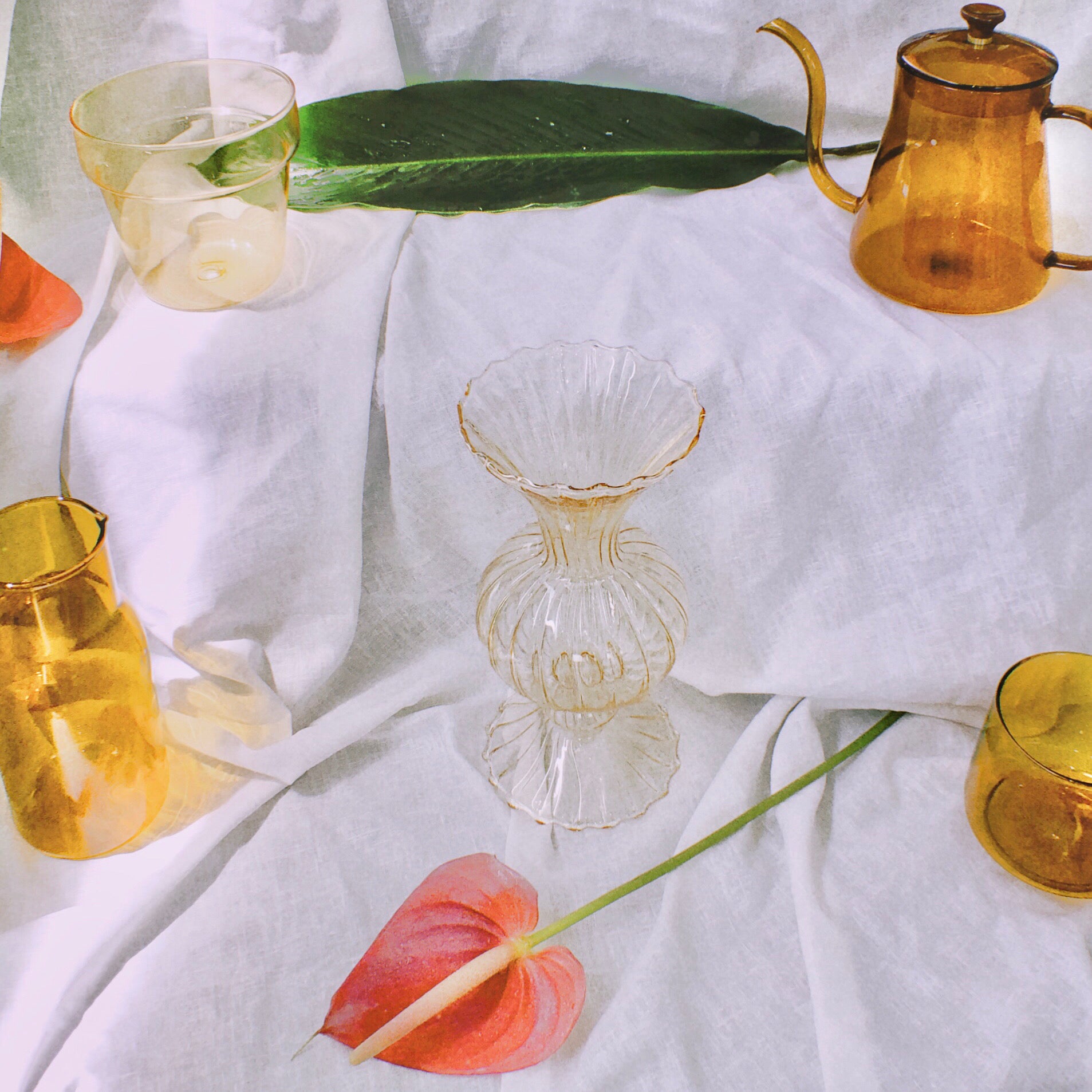 Handblown Apricot Glass Vase by PROSE Botanical