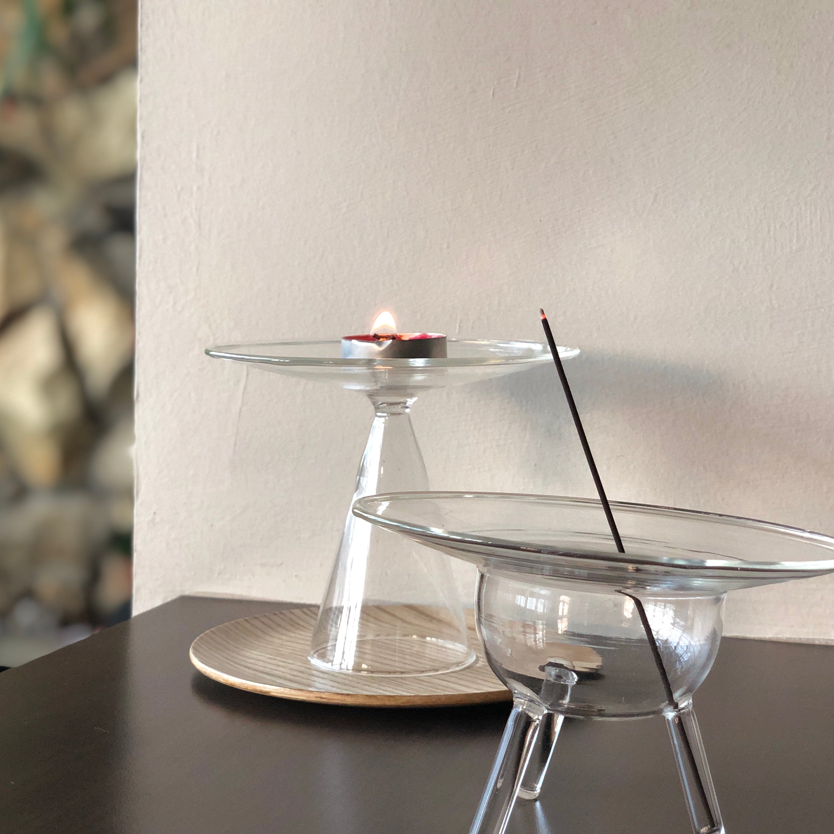 Clear Reversible Tealight & Incense Holder by Prose Décor