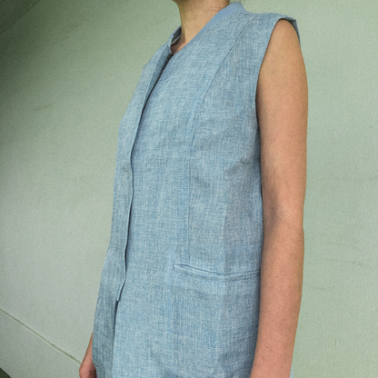 Linen Vest (Teal) by Ultramarine