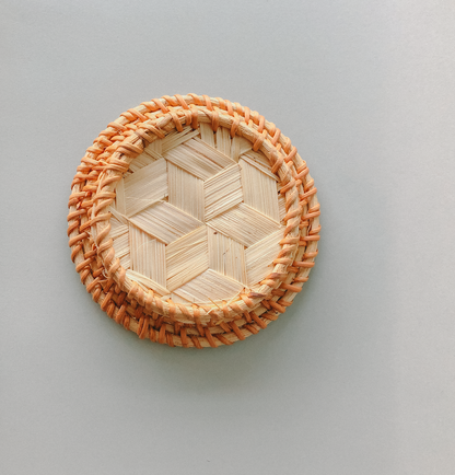 Handwoven Contrast Rattan Coasters  by PROSE Tabletop