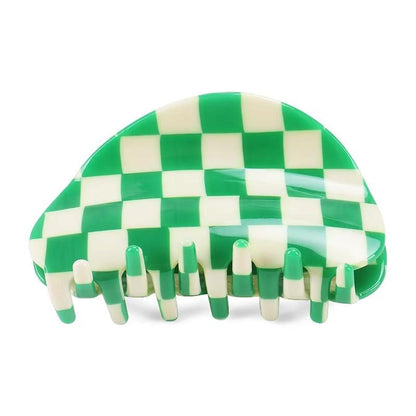 Green Chessboard Hair Claws  by Veronique