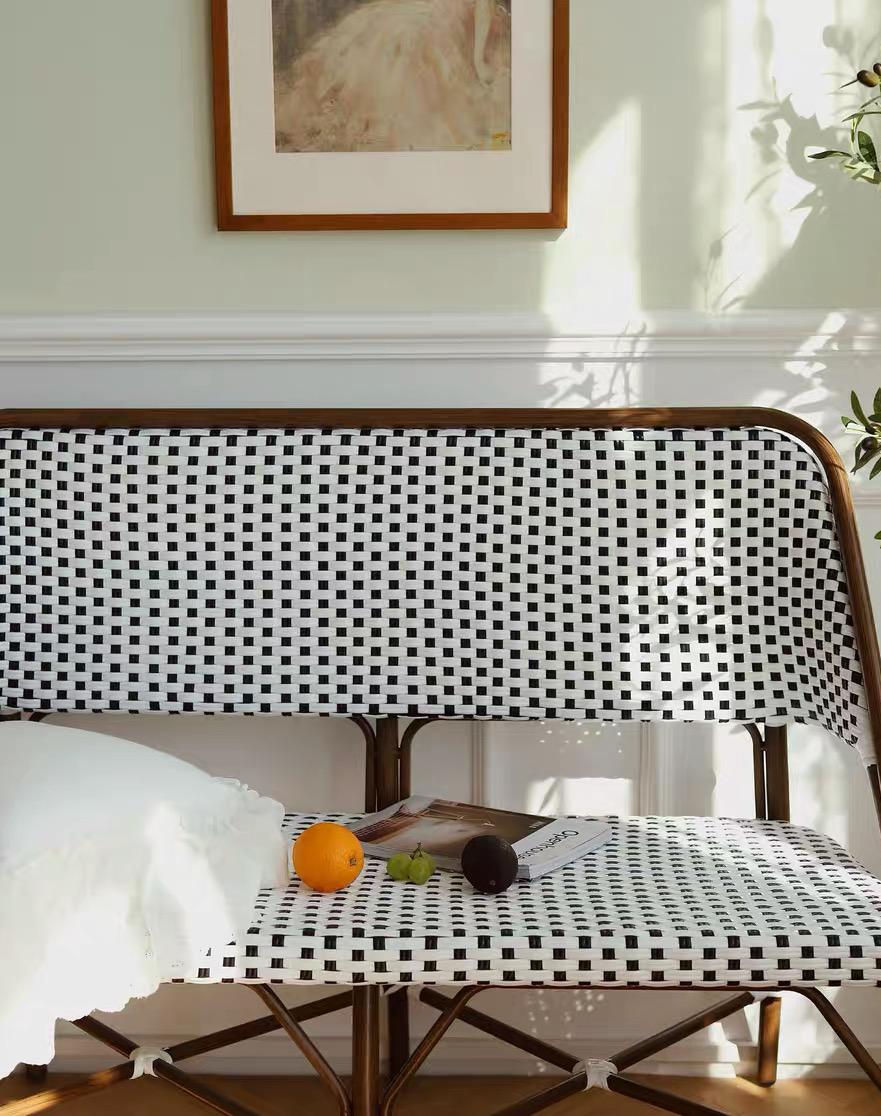 Double Seater Bench in Mono Check by PROSE Décor