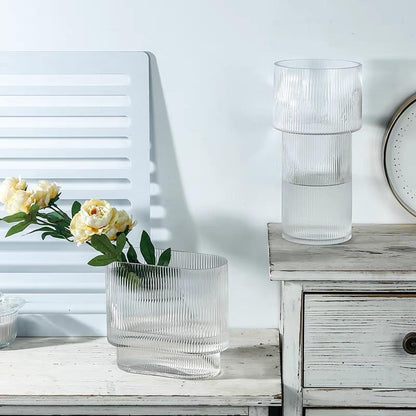 Akira Clear Ripple Vase by PROSE Botanical