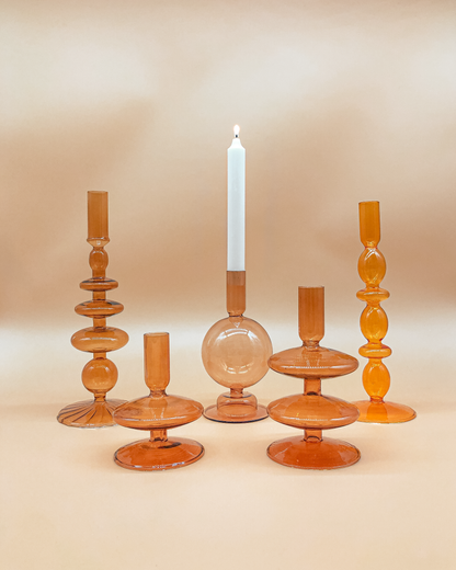 Double Decker Candle Holder in Amber by PROSE Décor