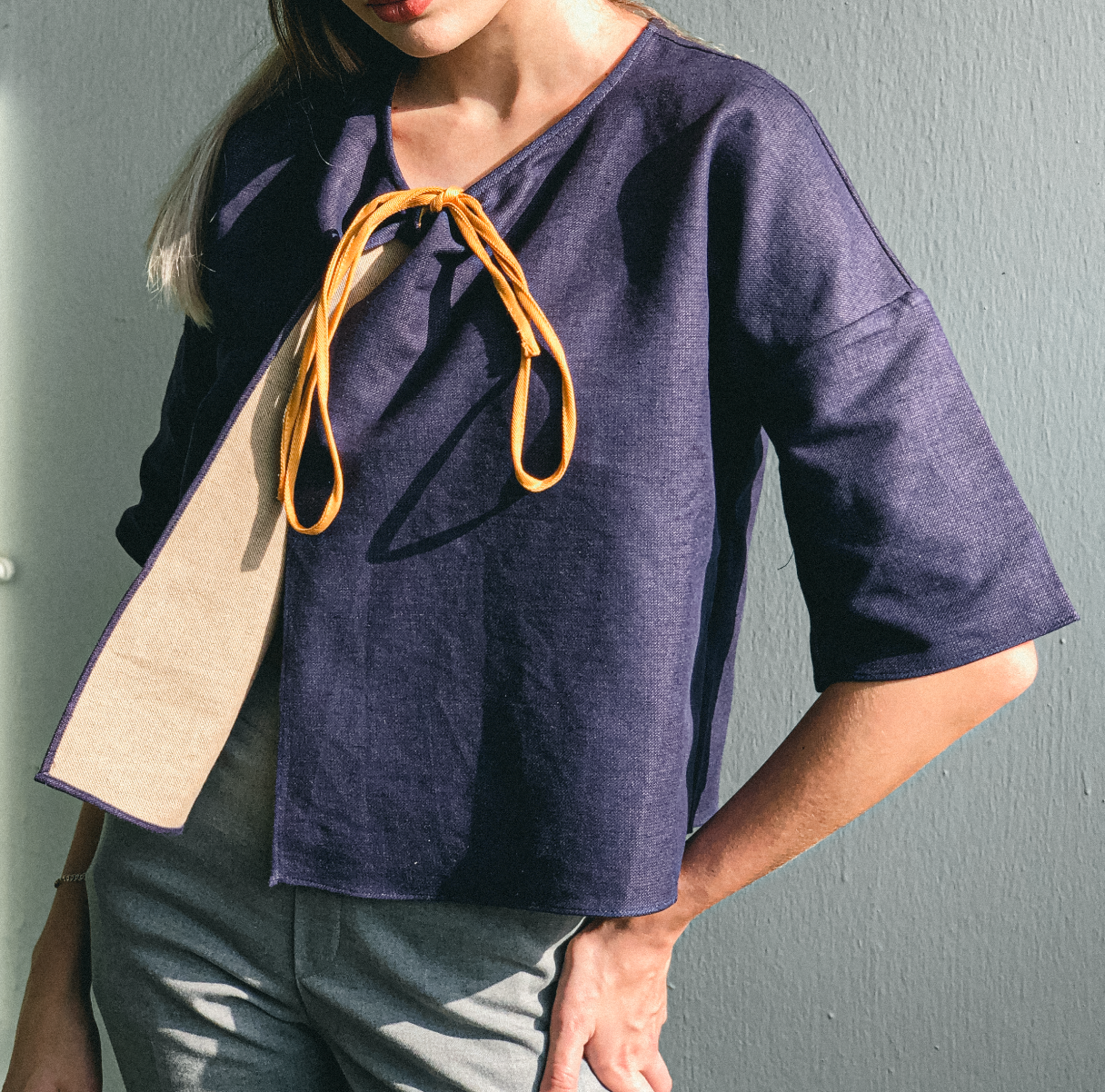 Kimono Denim Jacket by Ultramarine Studio
