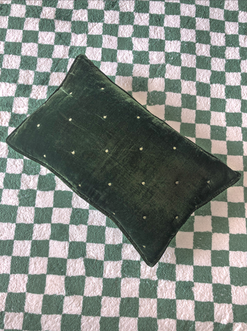 Velvet Oblong Cushion in Green by PROSE Tabletop