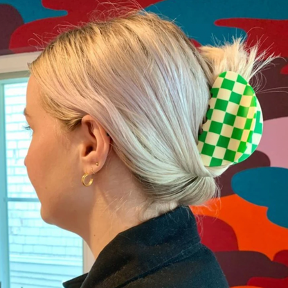 Green Chessboard Hair Claws  by Veronique