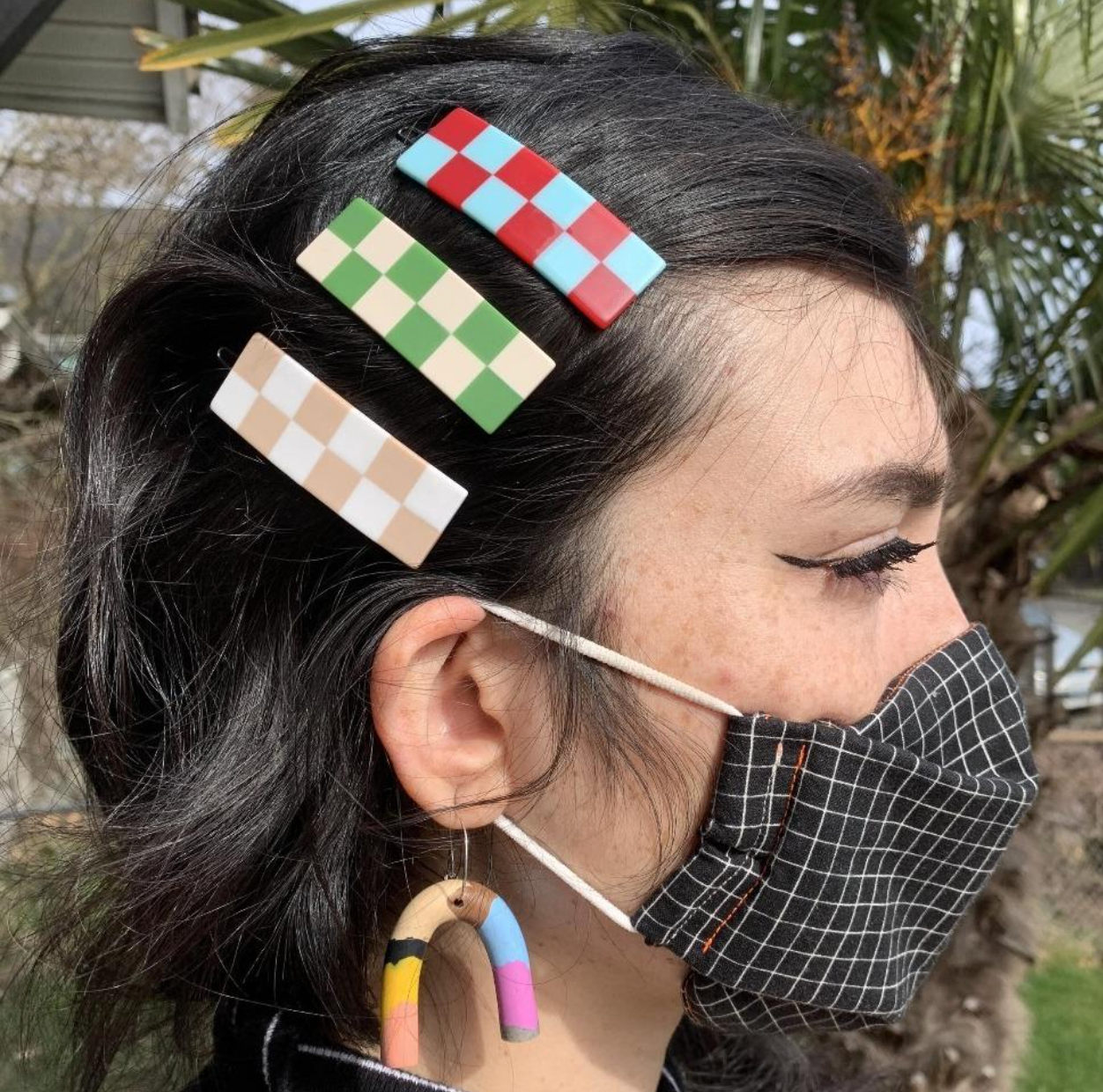 Contrast Chessboard Hair Slides  by Veronique