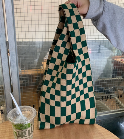 Checkerboard Knit Tote Bag by Veronique